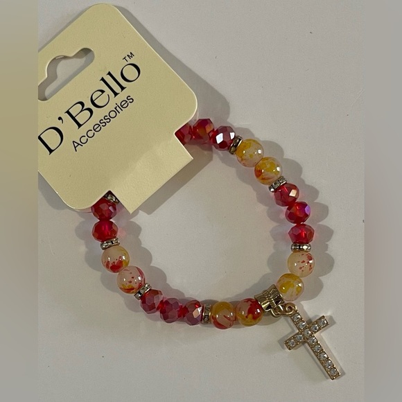 NEW D’BELL Beaded Bracelet with Cross Charm - Picture 1 of 4